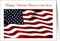 Veterans Day with American flag and custom text Thank you veteran card