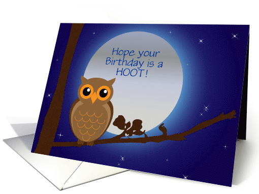 Birthday card with owl hoot custom text card (1148326)