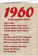 1960 FUN FACTS - 60TH BIRTHDAY newspaper print nostaligia year of birth card