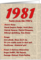 1981 FUN FACTS - BIRTHDAY newspaper print nostaligia year of birth card