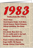 1983 FUN FACTS - BIRTHDAY newspaper print nostaligia year of birth card