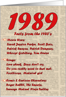 1989 FUN FACTS - BIRTHDAY newspaper print nostaligia year of birth card