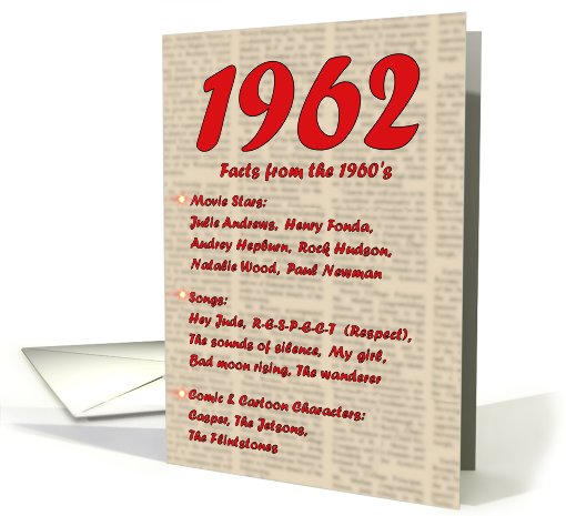 1962 FUN FACTS - BIRTHDAY newspaper print nostaligia year... (462206)