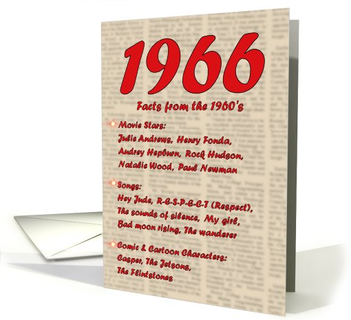 1966 FUN FACTS - BIRTHDAY newspaper print nostaligia year... (462217)