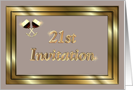 21st - 21 - Gold Wine Glasses Birthday Invitation card