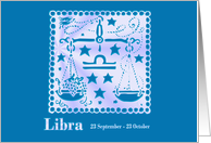 Libra September October Birthday card