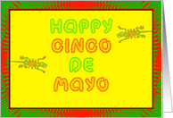 Happy Cinco De Mayo lizard gecko red green yellow card