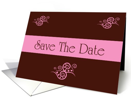 Save The Date scrolls pink and chocolate brown romantic... (765697)