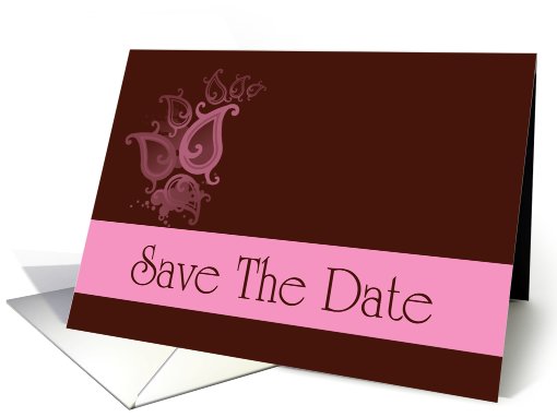 Save The Date scroll pink and chocolate brown romantic... (765703)