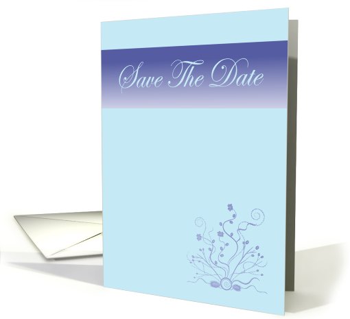 Save The Date red scroll flowers blue banner romantic... (767776)