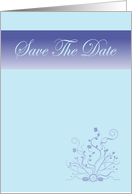 Save The Date red scroll flowers blue banner romantic spring colors card