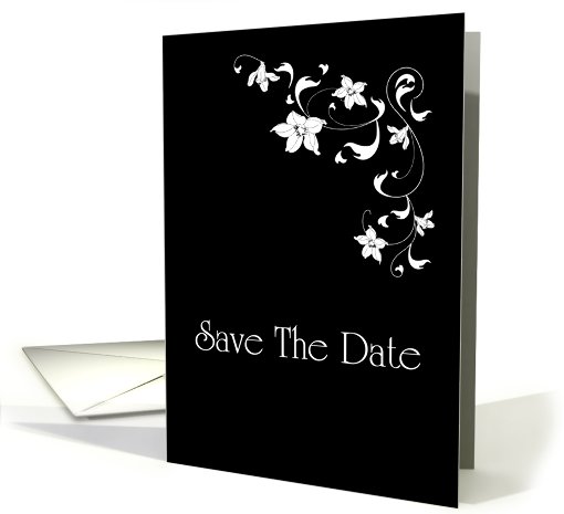 Save The Date with flowers and scrolls card (769417)