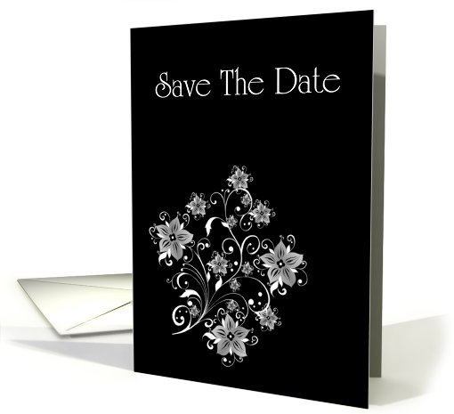 Save The Date with flowers and scrolls card (769419)