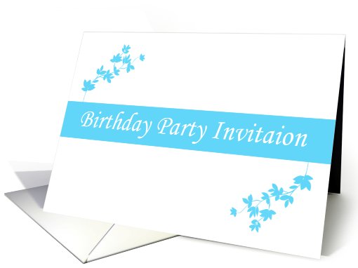 Birthday Party Invitation with blue flowers scrolls card (779125)
