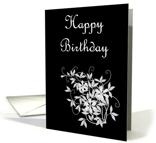 Happy Birthday with flowers scrolls card (779191)