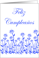 Feliz Cumpleaos Birthday Spanish Birthday card with blue flowers card