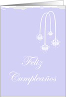 Feliz Cumpleaos Birthday Spanish Birthday card with white scrolls card