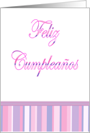 Feliz Cumpleaos Birthday Spanish Birthday card pink stripes card