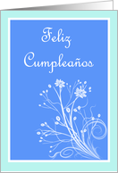 Feliz Cumpleaos Birthday Spanish Birthday card with floral scrolls card