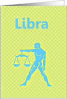 Libra September October Birthday with zodiac sign scales card