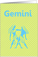 Gemini May June Birthday with zodiac sign twins card