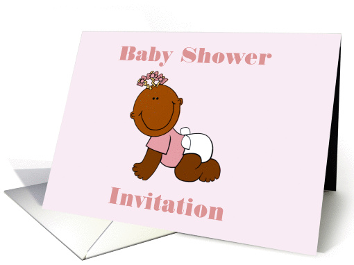 Baby Shower Invitation with brown baby girl card (891653)