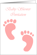 Baby Shower Invitation baby footprints baby girl card