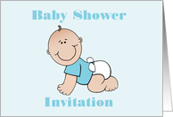 Baby Shower Invitation with baby boy crawling card