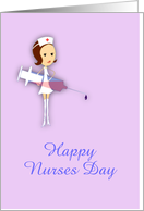 Happy Nurses Day with nurse holding syringe customizable text card