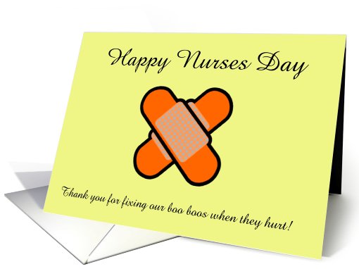 Happy Nurses Day with bandage plaster customizable text card (892499)