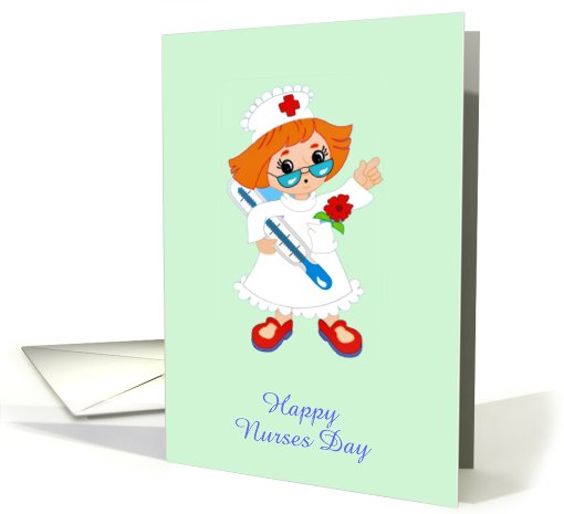 Happy Nurses Day with thermometer customizable text card (892502)