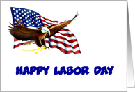 Happy Labor Day with American flag and American eagle custom card