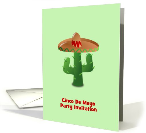 Cinco De Mayo Invitation with cactus wearing sombrero custom card