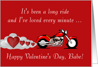 Motorcycle Valentine’s Day with motorbike and love hearts card