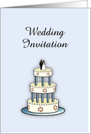 Wedding Invitation with African American Bride and Groom cake topper card