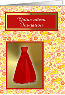 Quinceanera Invitation with red dress and hibiscus customizable card