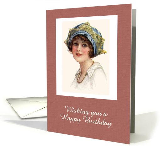Vintage Happy Birthday custom card with vintage lady card (918988)