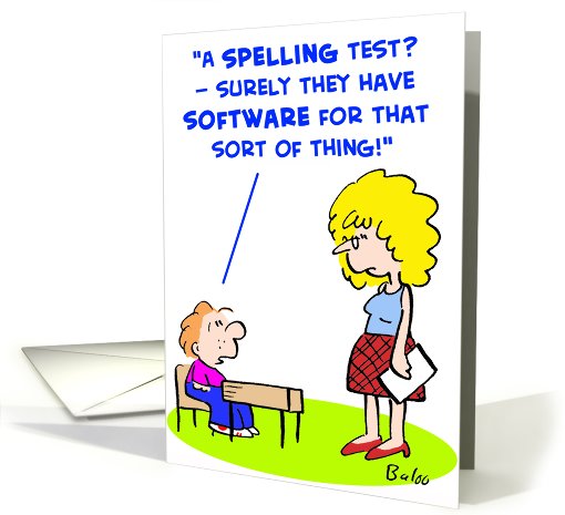 spelling, test, school, teacher, software, computers card (425008)
