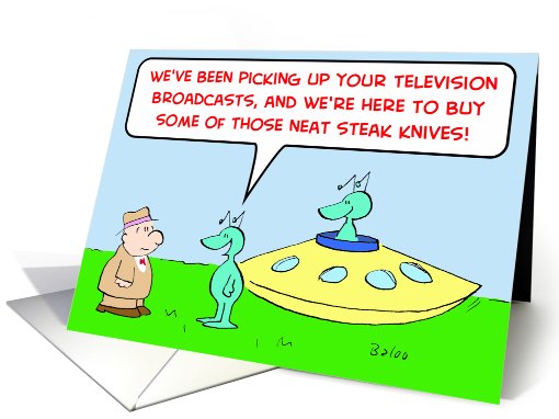 Aliens, steak, knives, tv card (455025)