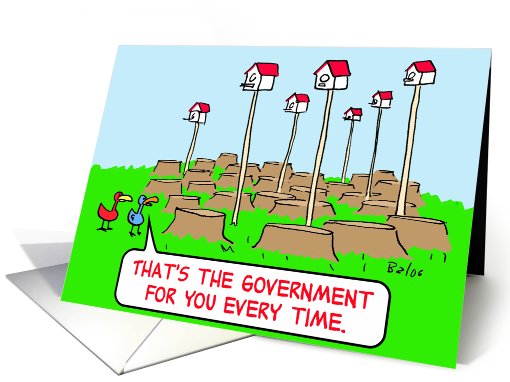 birds, houses, tree, stumps, government card (460437)