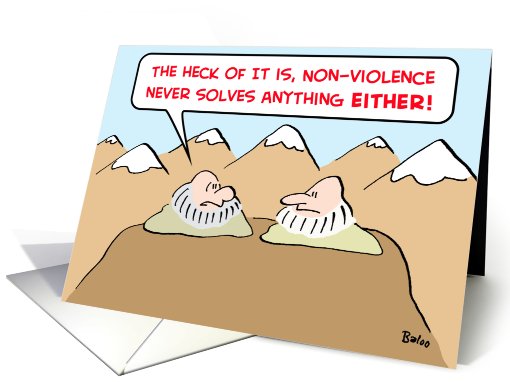 guru, non-violence, never, solves, anything card (460652)