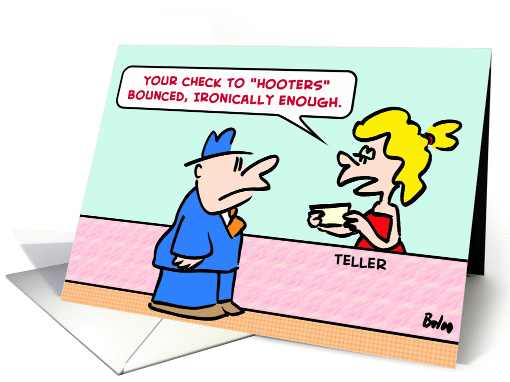 banking, hooters, check, bounced card (519014)
