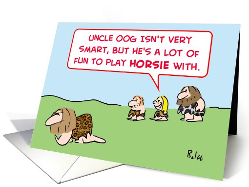 caveman, smart, play, horsie card (526968)