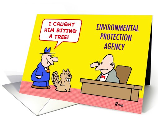 environmental, protection, agency, biting, tree, beaver card (531945)