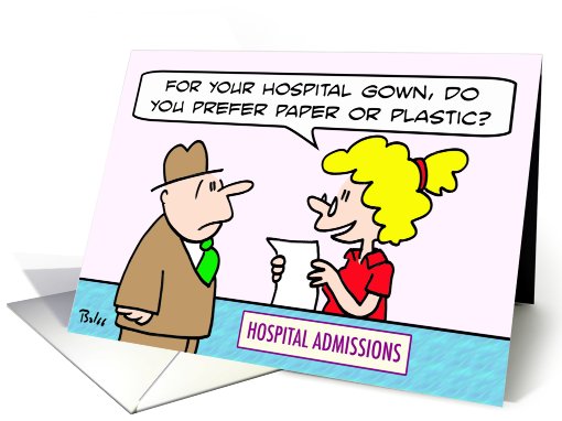 Paper or plastic hospital gown. Get Well soon card (711910)