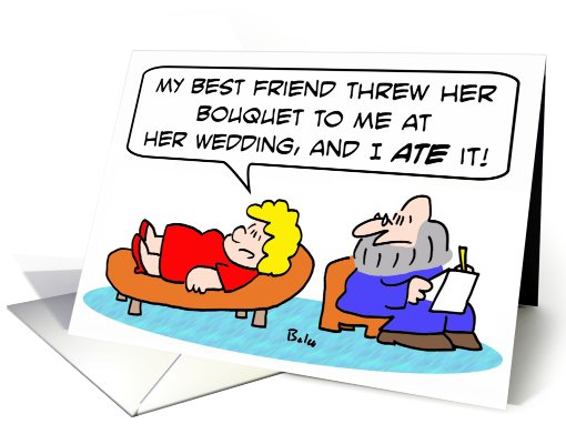 Wedding bouquet eaten by woman. card (795752)