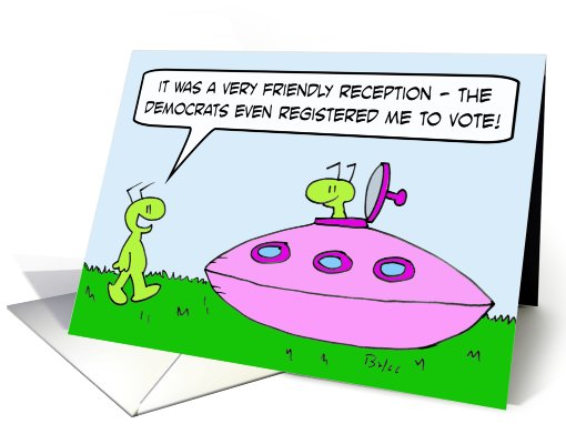 Democrats registered alien to vote. card (825334)