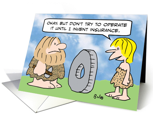 Cavewoman plans to invent insurance. card (866874)