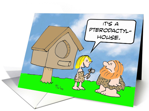 Cavewoman builds pterodactyl house. card (888966)