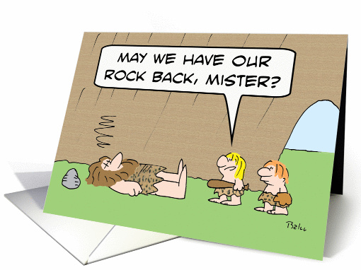 Caveman kids want rock back. card (889504)